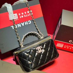 Túi Chanel Vanity Black Quai Ngọc Fullbox Size 19 Màu Đen